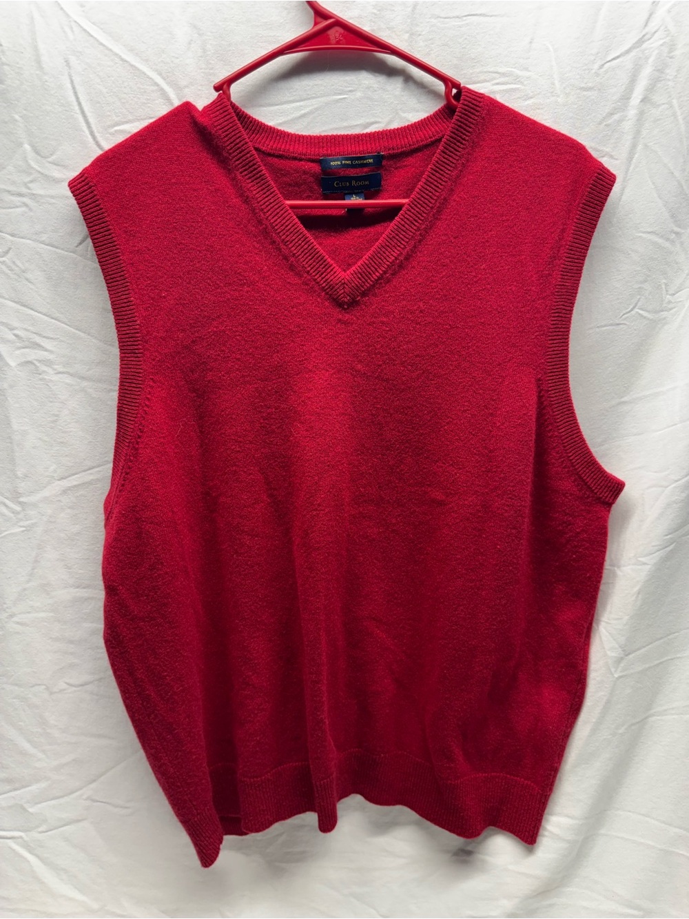 Club Room Bright Red V-Neck Sleeveless Knit Vest